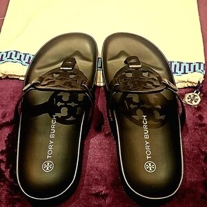 New Black Tory Burch Millet Cloud Foam Sandals